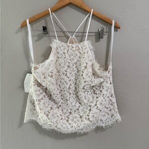 Love Tanya White Lace Halter Top - XL NWT